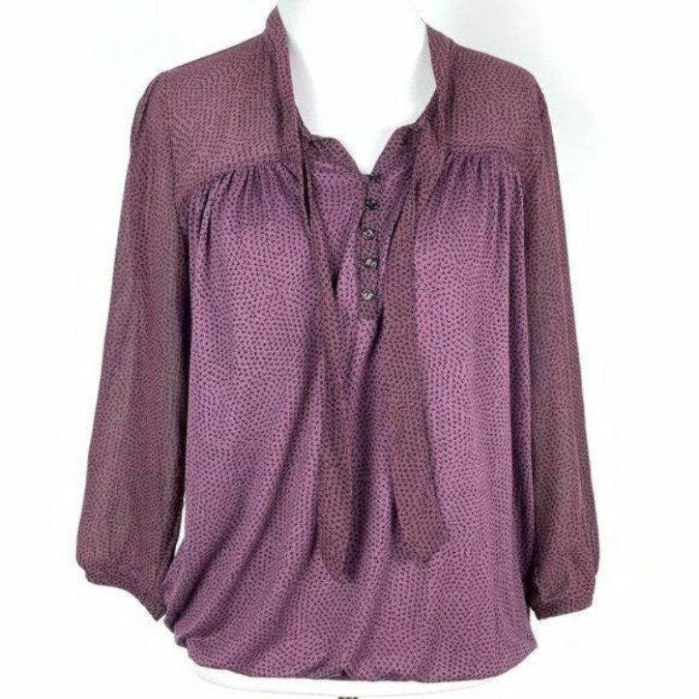 Ann Taylor loft top S pussy-bow half button blouse - Picture 8 of 8